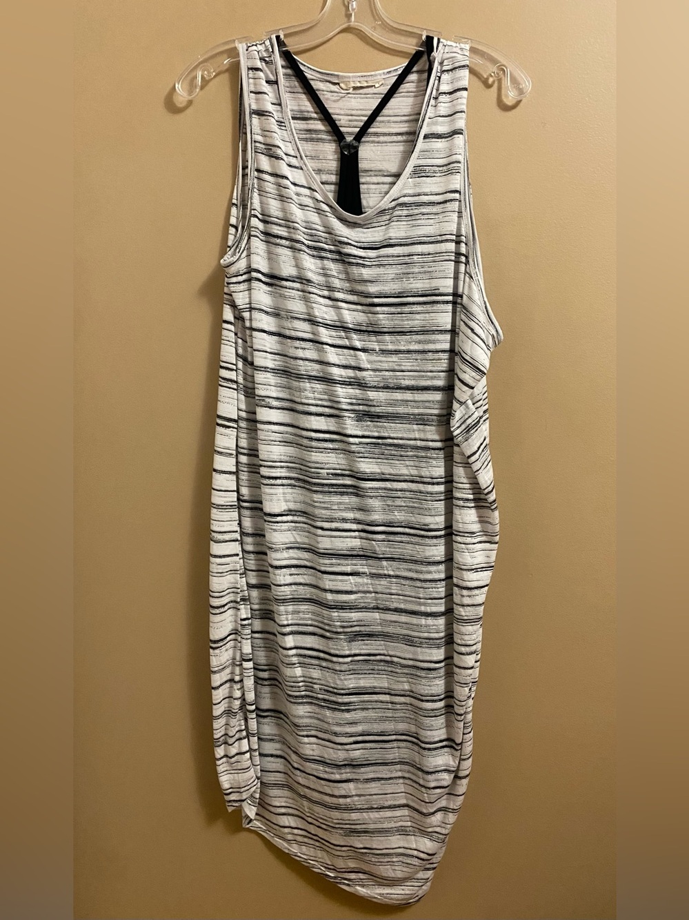 White & Black Striped Flowy Dress